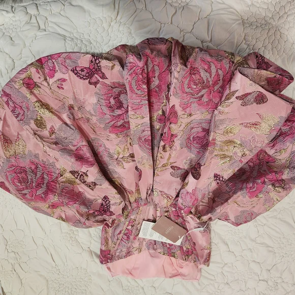 Elegant Pink Floral Strapless Dress - Picture 9 of 13